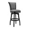 Armen Living Raleigh 30" Bar Height Swivel Barstool in Black Finish and Gray Faux Leather LCRABASIBLGR30 - alternate 1
